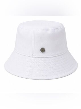 Vince White Cotton Canvas Bucket Hat S/M Logo Plaque